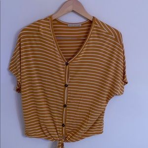 Mustard yellow and white shirt